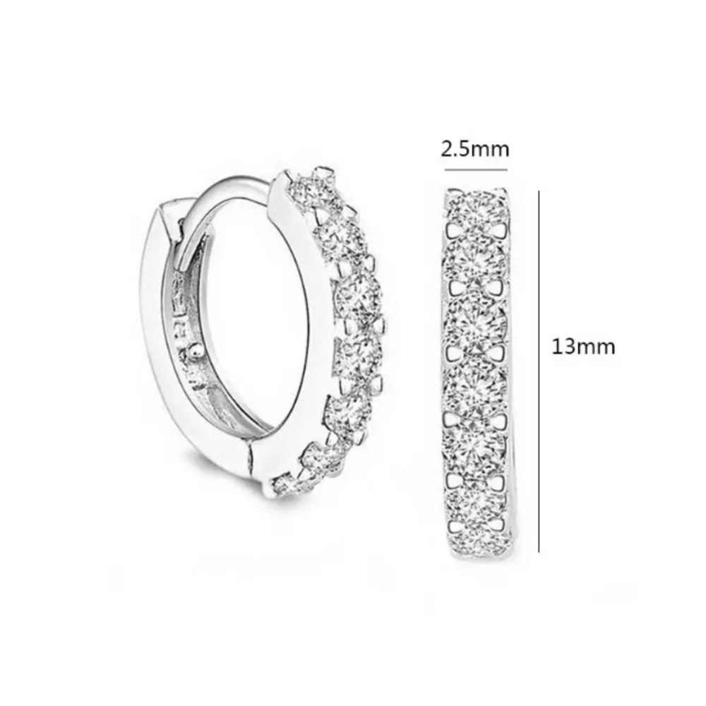 NEW!๐๐TINY HUGGIES!๐CZ HOOPS!๐๐SILVER PLATED! - Picture 2 of 14